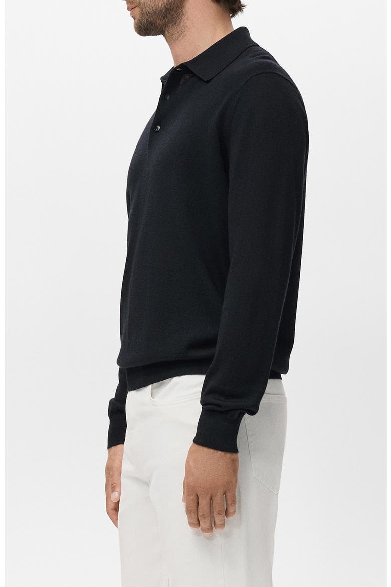 Wool Sweater Polo, Alternate, color, BLACK