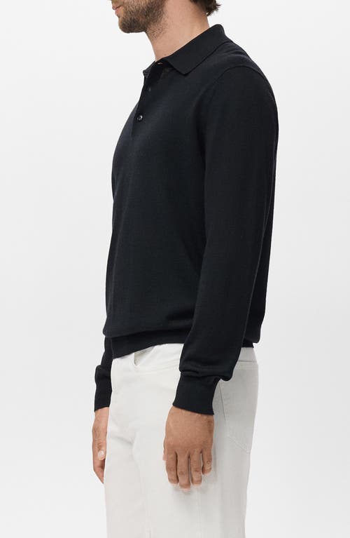 Mango Wool Sweater Polo In Black