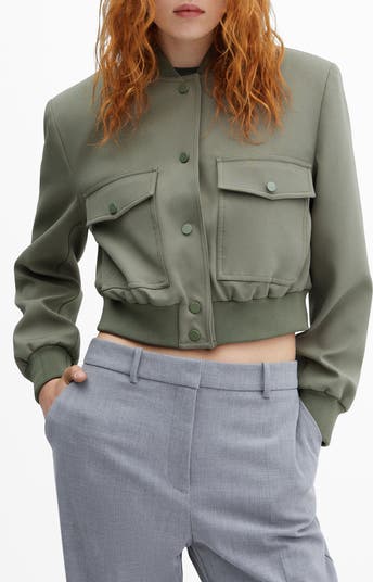 MANGO Cropped hot Textured Bomber Jacket