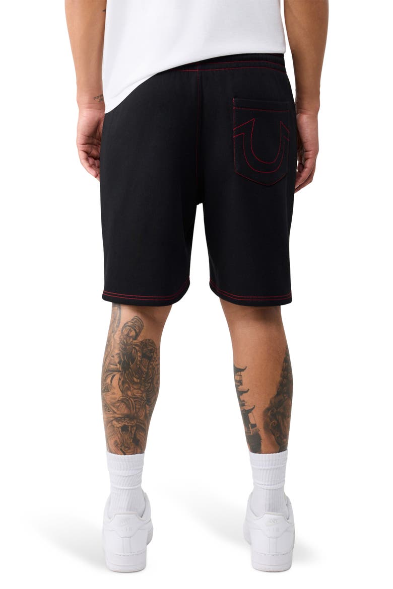 Buddha Contrast Fleece Shorts, Alternate, color, JET BLACK