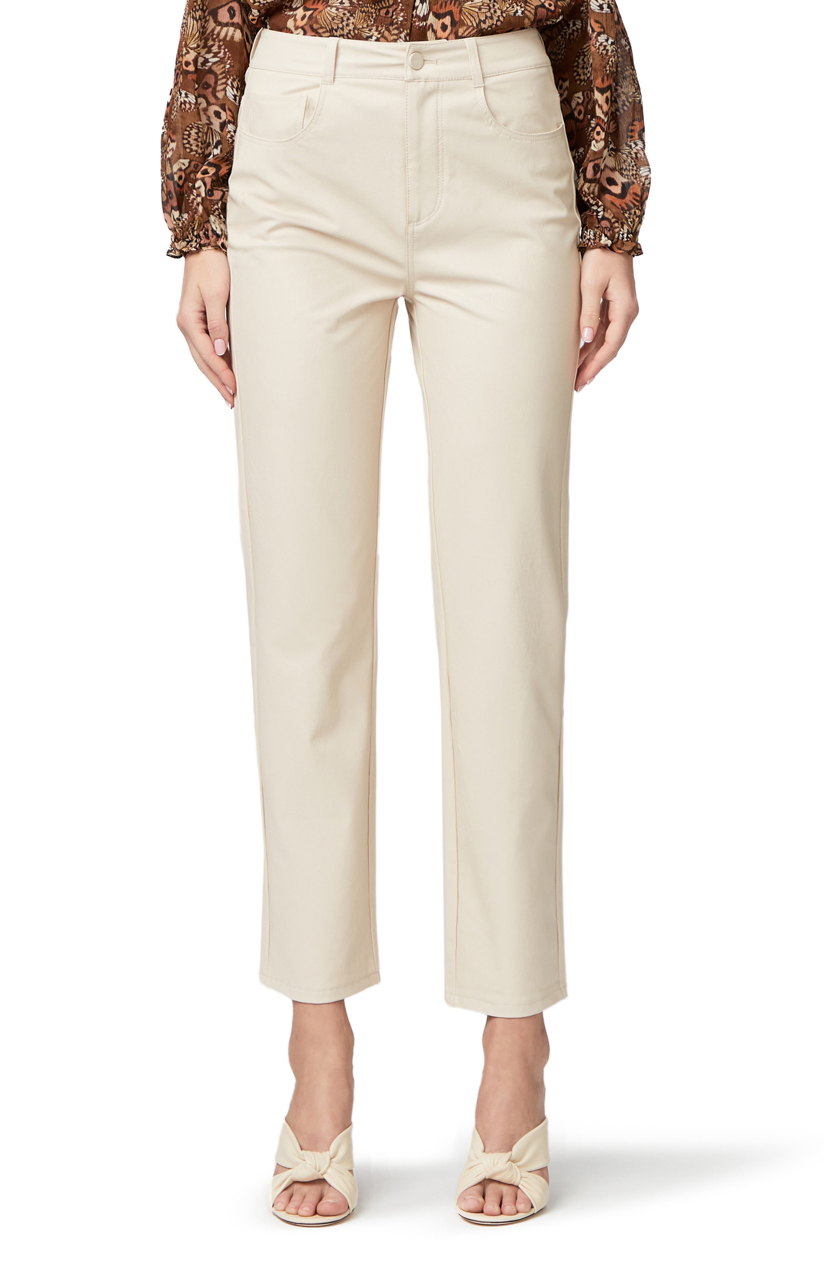 PAIGE Stella Super High Waist Straight Leg Faux Leather Jeans