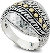 SAMUEL B. 18K Yellow Gold & Sterling Silver Twist Filigree Hammered Dome Ring