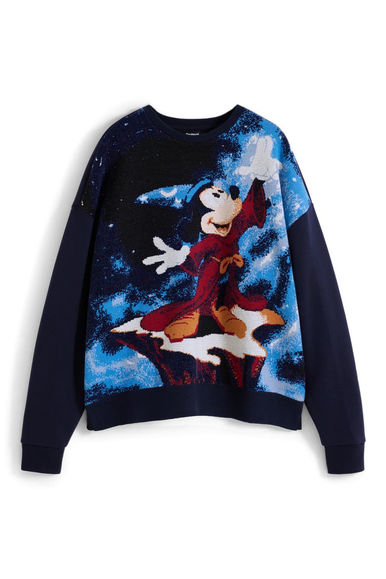 Mickey Mouse Jacquard Crewneck Sweater, Alternate, color, NAVY BLUE