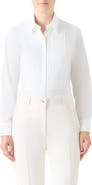 Akris Pleated Bib Stretch Poplin Button-Up Shirt