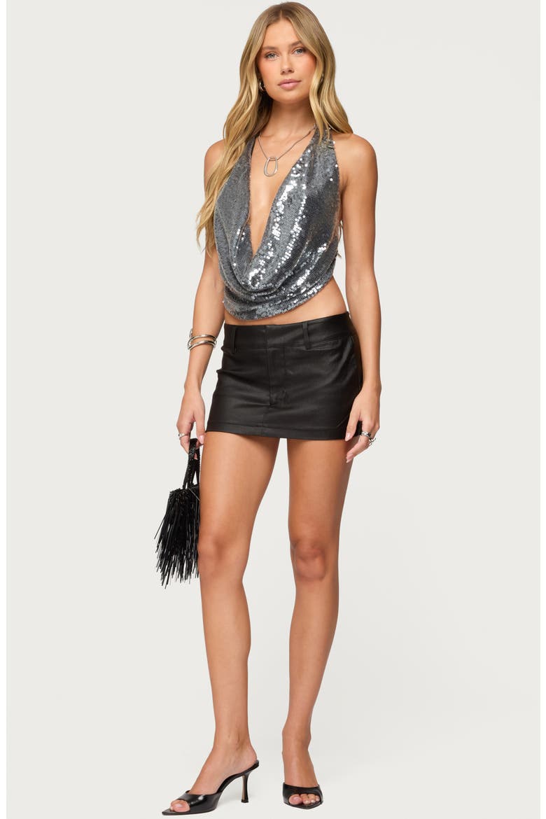 Danielle Faux Leather Miniskort, Alternate, color, BLACK