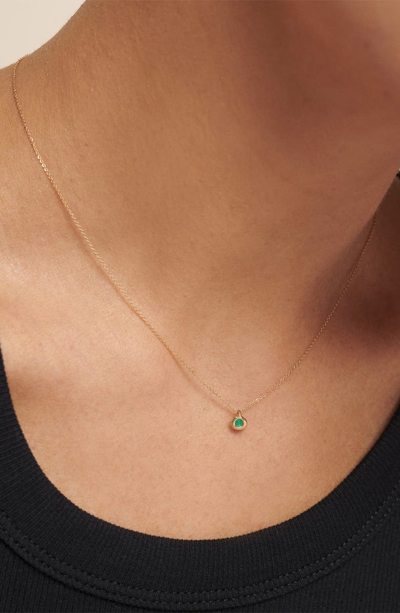 Monica Vinader Siren Emerald Pendant Necklace, Alternate, color, 14K Solid Gold / Emerald