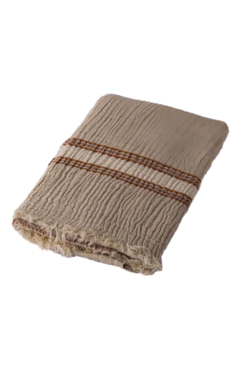 loom.ist Hand loomed Muslin Linen Beach Towel, Main, color, Brown