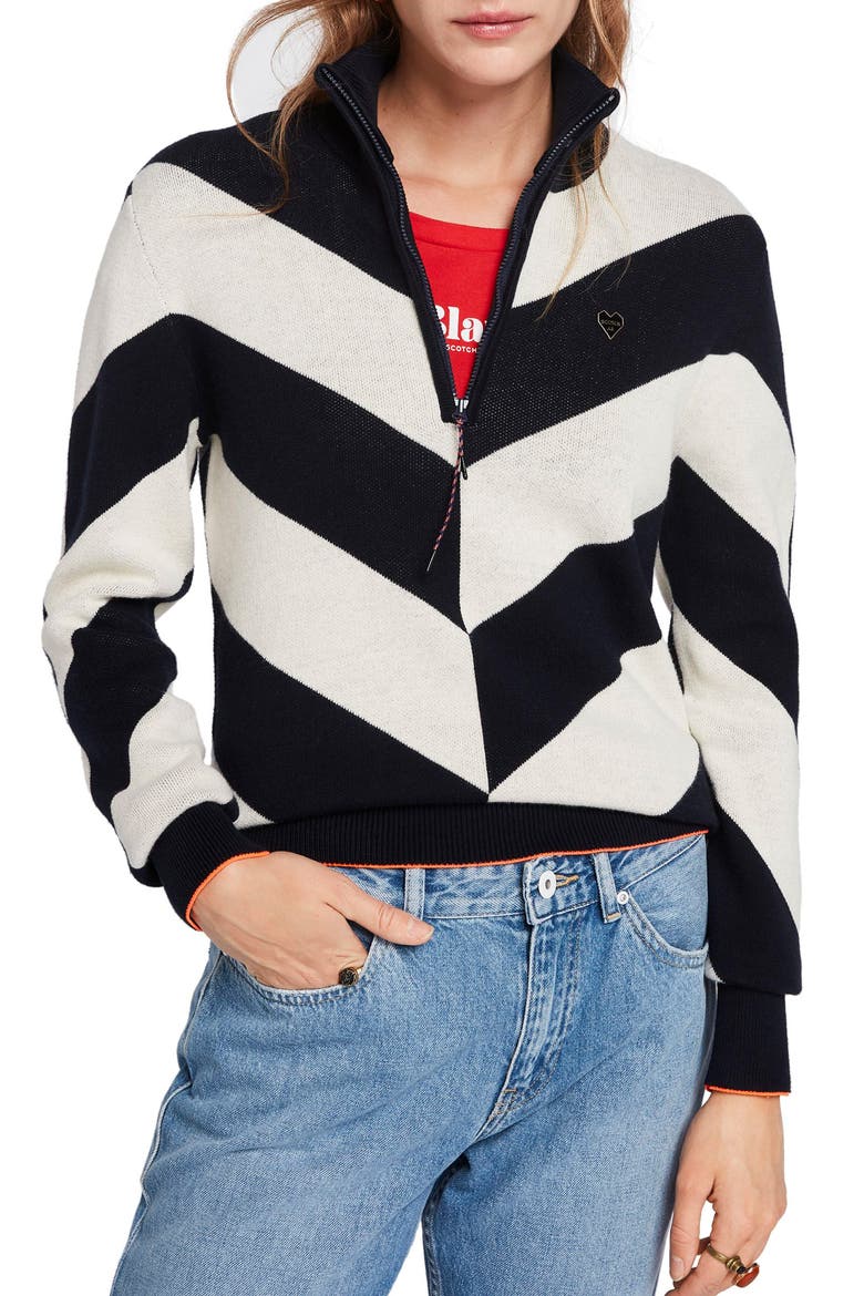 Stripe Half-Zip Pullover, Main, color, 18 - COMBO B