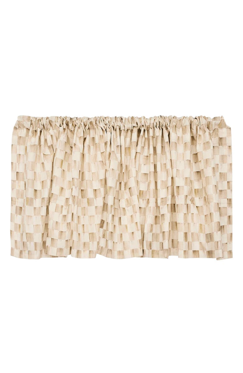MACKENZIE CHILDS Mocha Check Cafe Window Valence, Main, color, Mocha