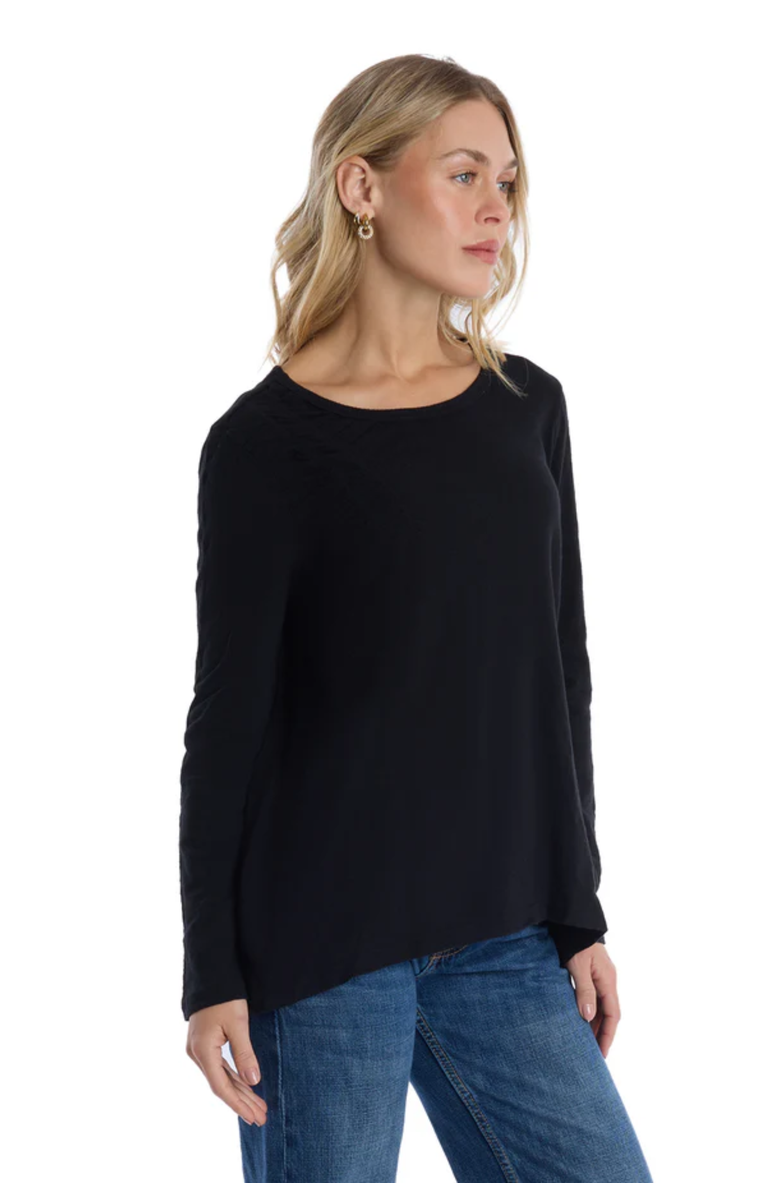 WILT Clothing Wide Neck Long Sleeve Tee, Alternate, color, Black