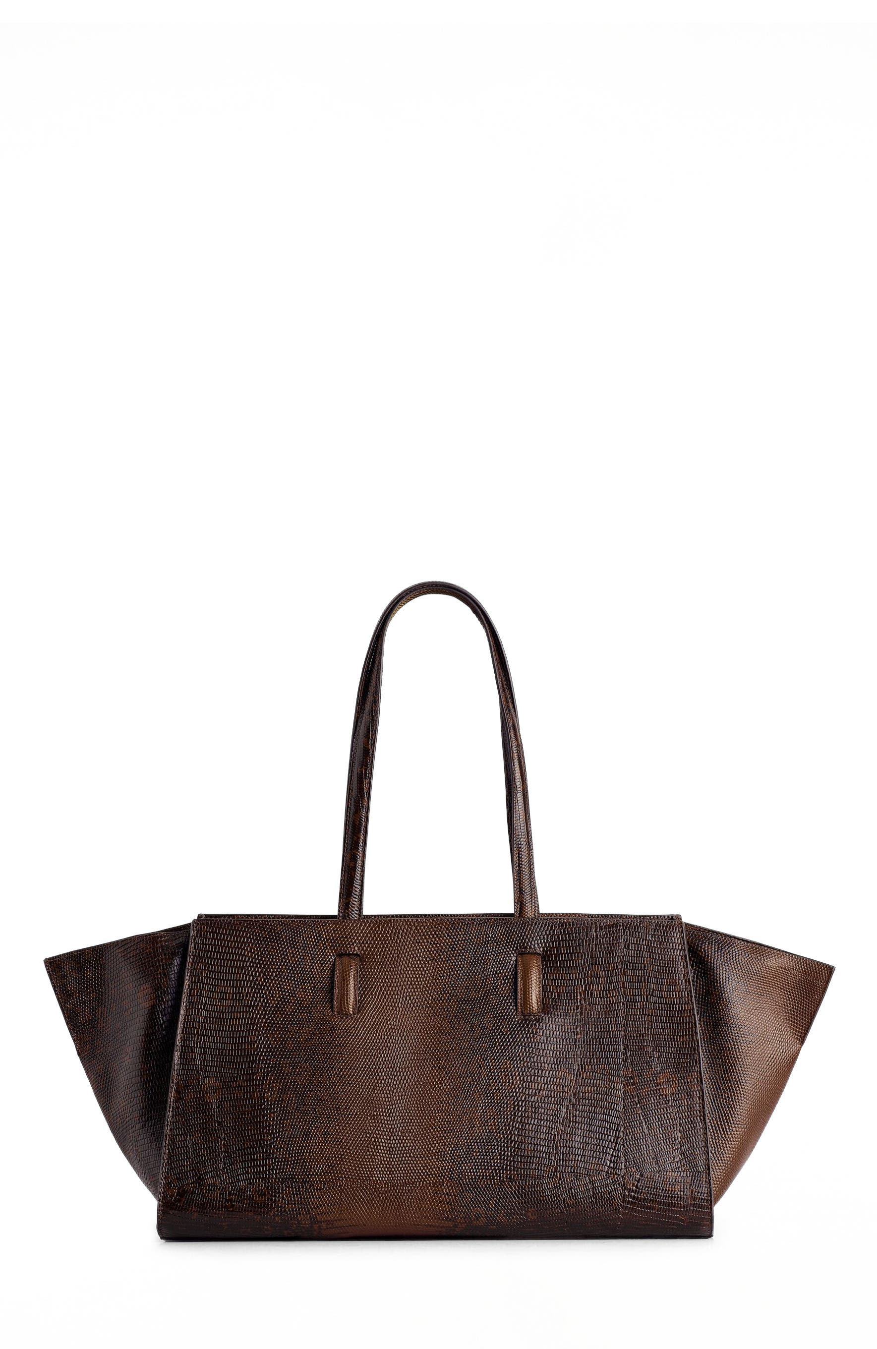 COS Monument Tote Bag - Leather, Main, color, Croc-Effect / Brown