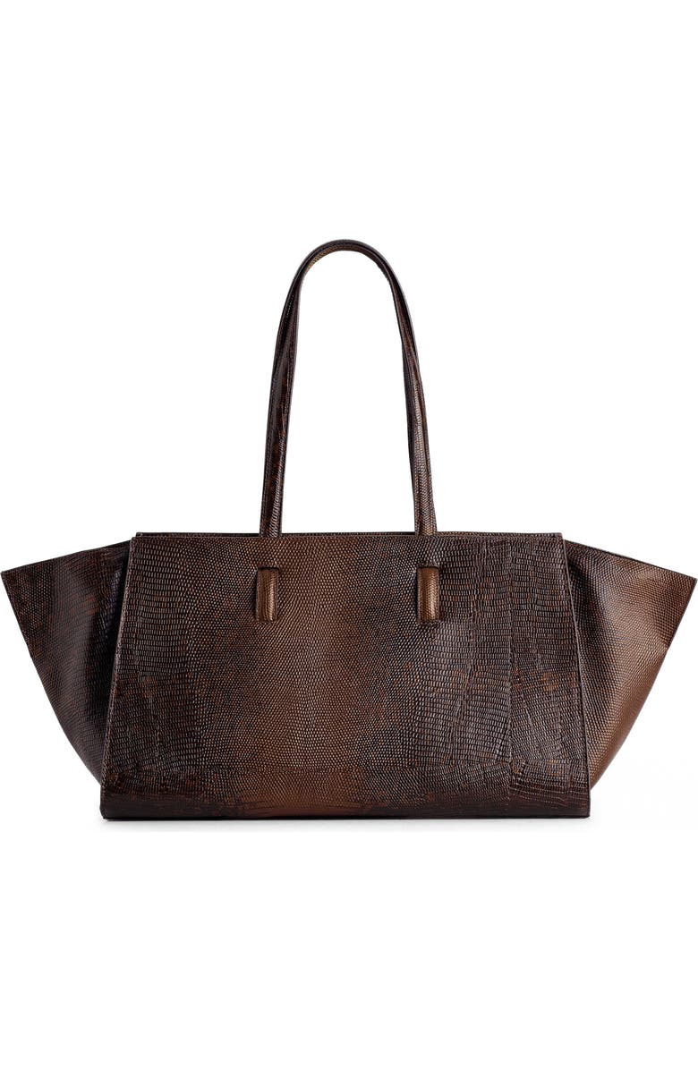 COS Monument Tote Bag - Leather, Main, color, Croc-Effect / Brown