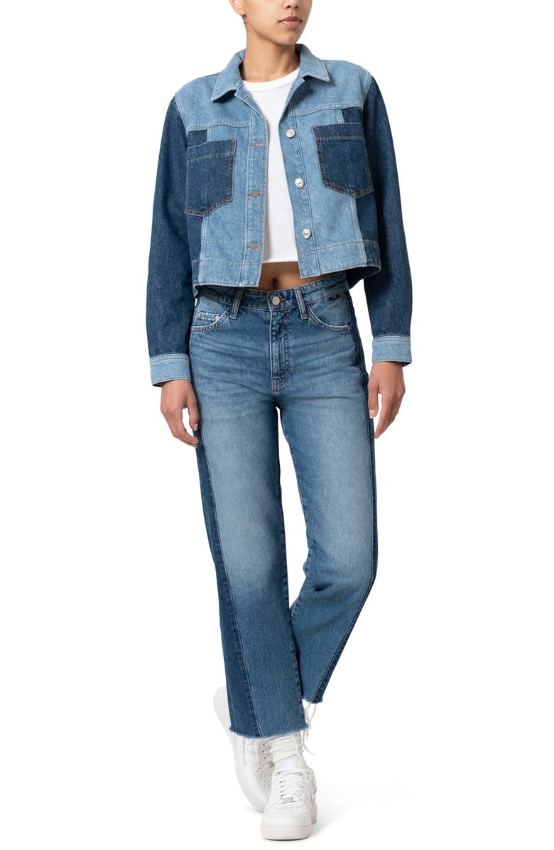 Mavi Jeans Savannah High Waist Raw Hem Crop Relaxed Straight Leg Jeans, Alternate, color, Mix Blue