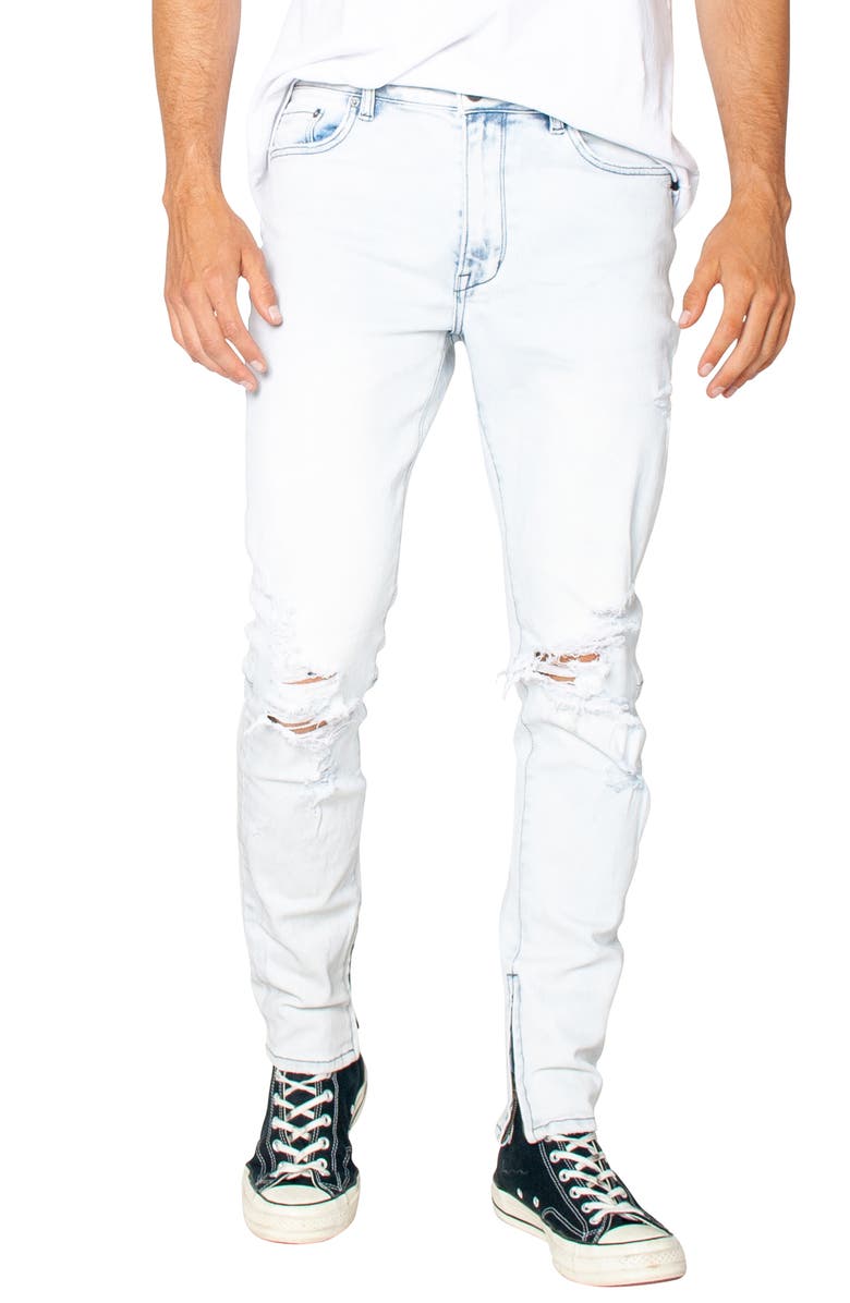 ZGY Denim Ziggy Denim Pipes Ripped Zip Hem Slim Straight Leg Jeans, Main, color, 