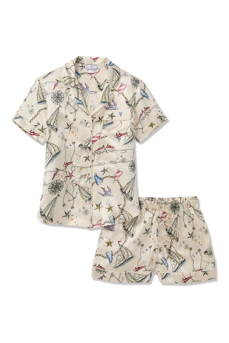 Regatta Royale Mulberry Silk Short Pajamas, Alternate, color, BEIGE