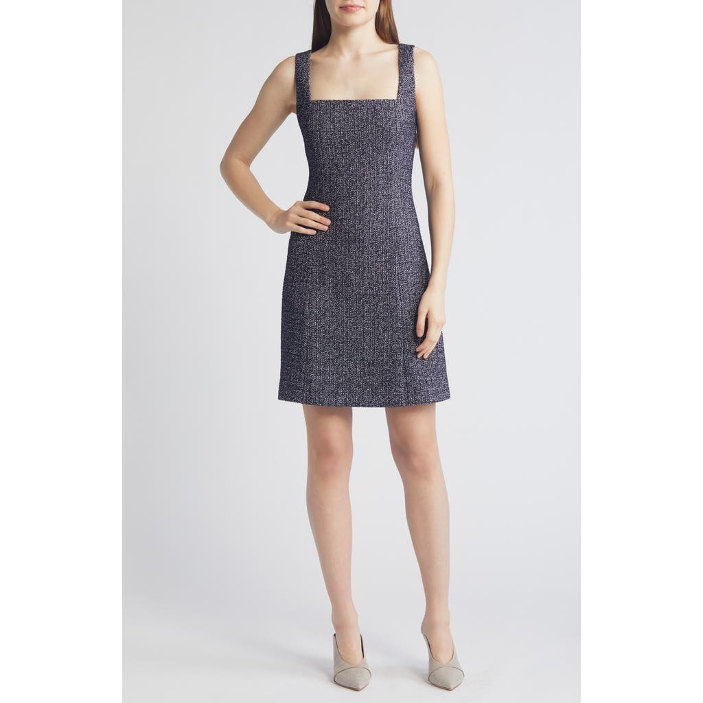 Hugo Boss Boss Destena Tweed Sheath Dress In Insignia Blue Tweed