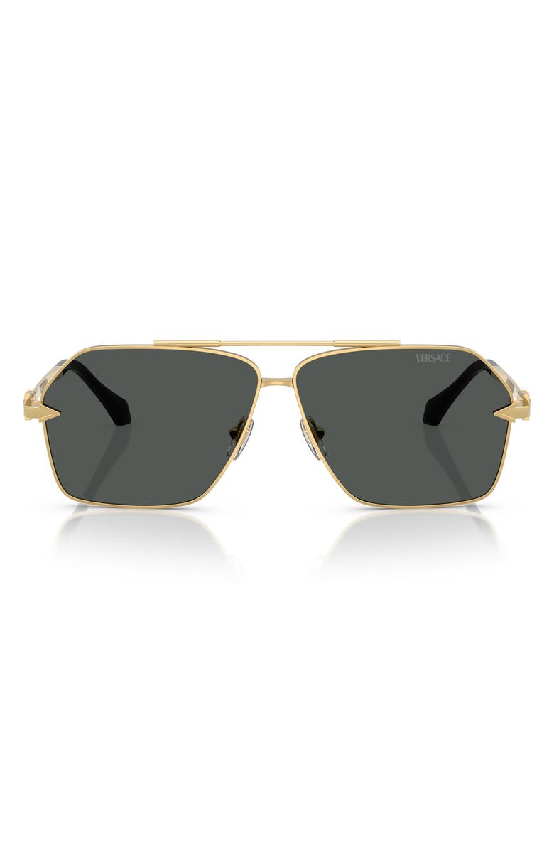 Versace 63mm Pilot Sunglasses, Main, color, Gold