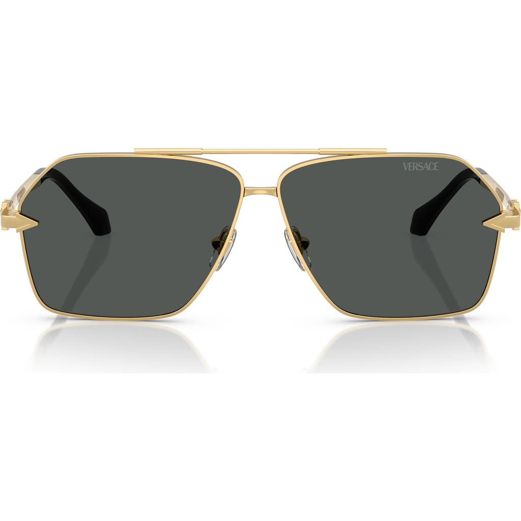 Versace Rectangular Frame Sunglasses In Gold