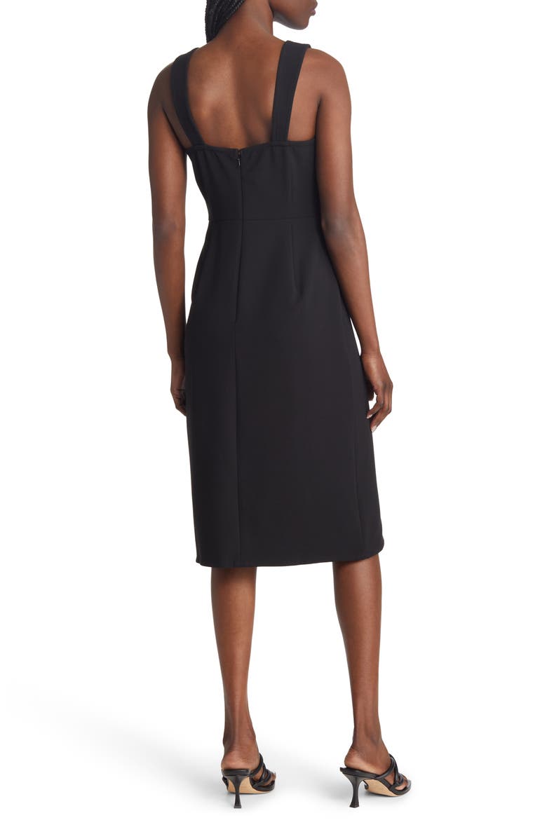 Square Neck Side Slit Dress, Alternate, color, BLACK
