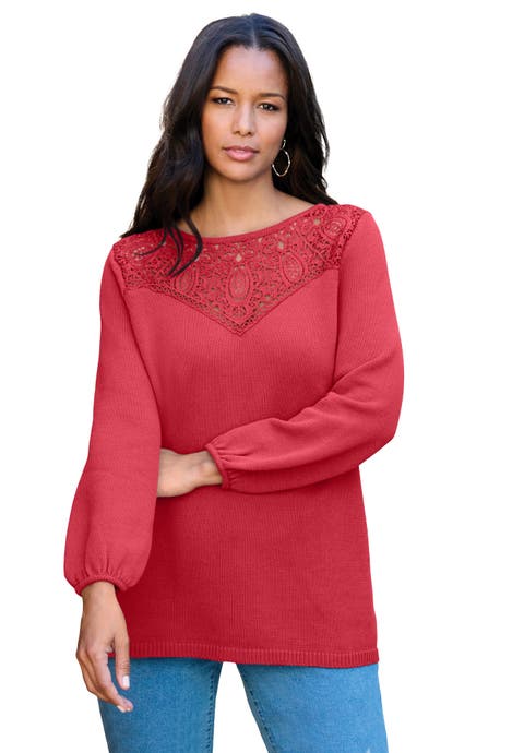 Lace Mesh Pullover Sweater