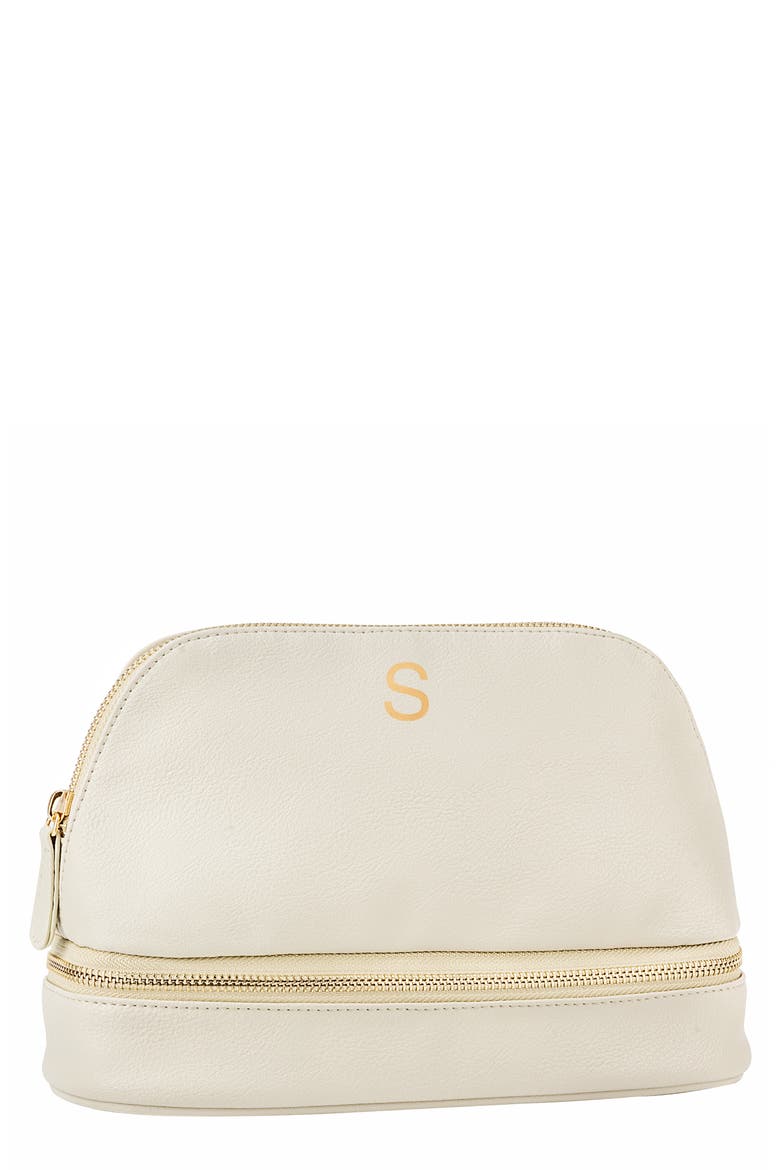 Monogram Vegan Leather Cosmetics Case, Main, color, PEBBLED GREY S