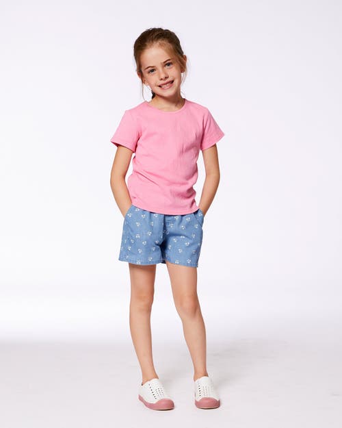 Deux Par Deux Little Girl's Crinkle Short Sleeve Top Candy Pink In Candy Pink