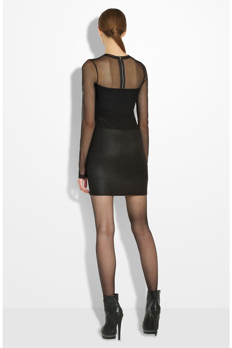 Illusion Bodice Ruched Sheath Dress, Alternate, color, BLACK COMBO