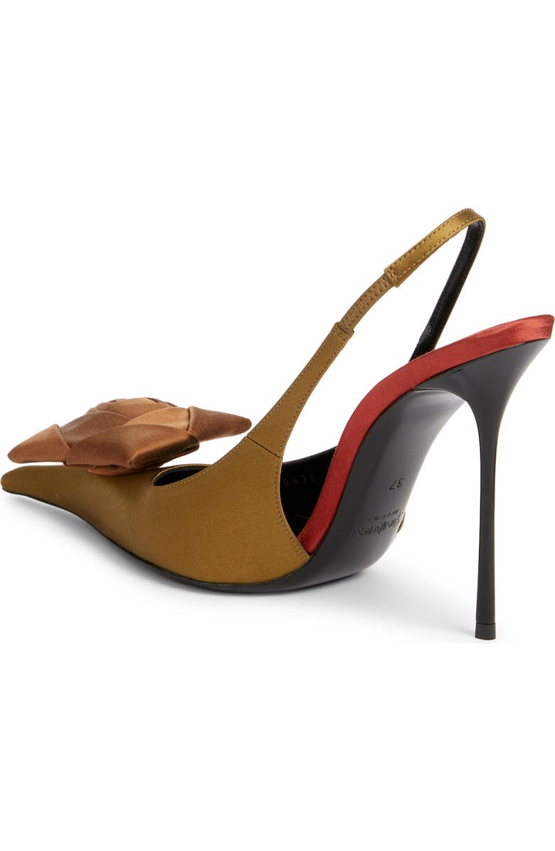 Saint Laurent Amalia Square Rose Pointed Toe Slingback Sandal, Alternate, color, Cuba Gold/ Deep Cognac