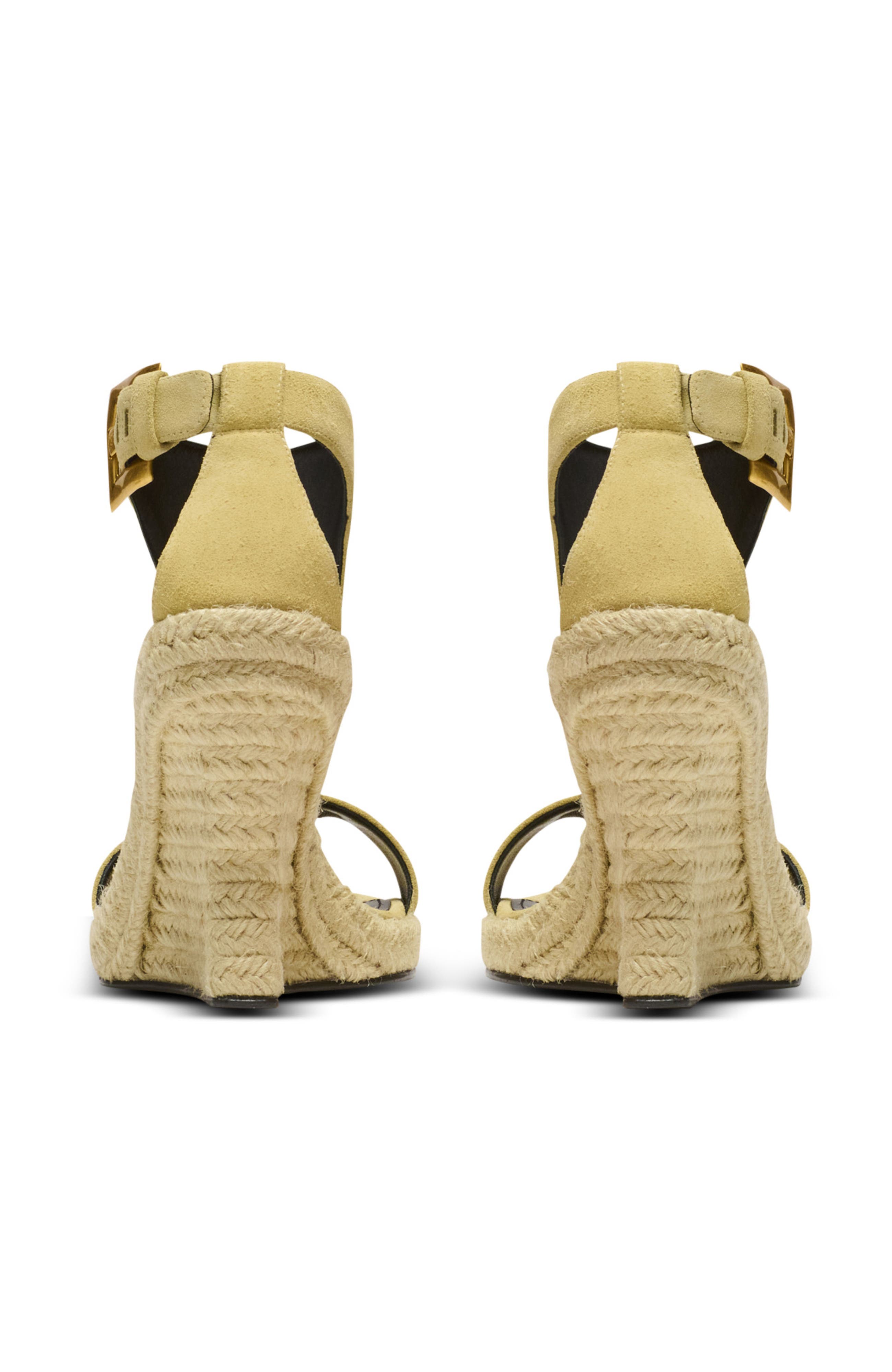 Balmain Anthem wedge espadrilles in suede, Alternate, color, Beige