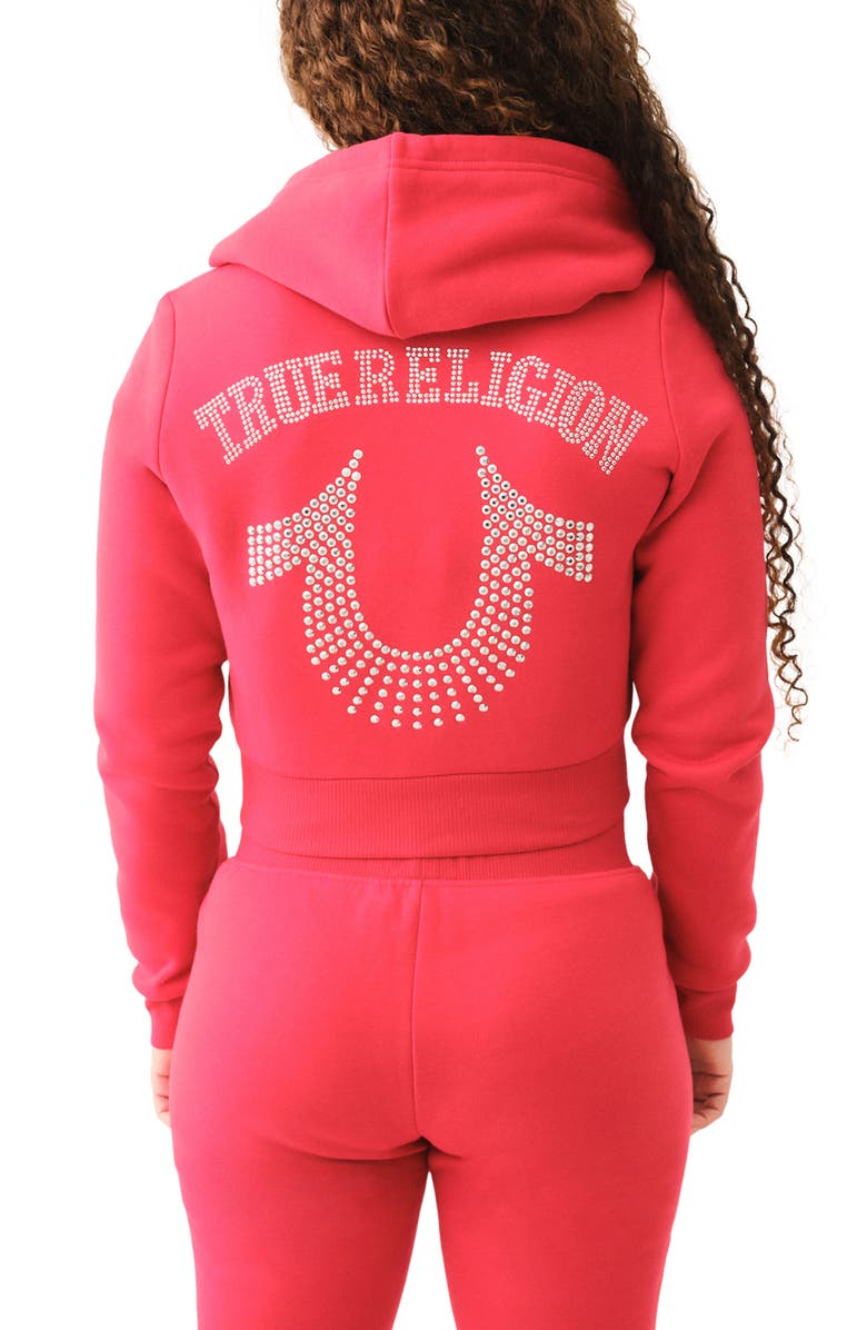 True Religion Shrunken Hoodie, Alternate, color, Apple Red