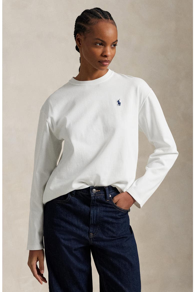 Long Sleeve Cotton Jersey T-Shirt, Alternate, color, WHITE