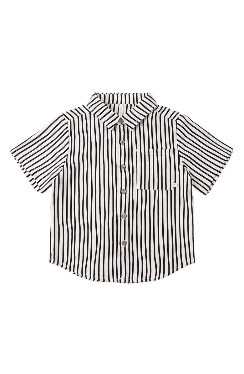 Rylee + Cru Kids' Stripe Short Sleeve Shirt, Main, color, Natural