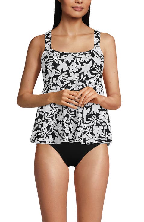 Adjustable Scoop Neck Flutter Tankini Top