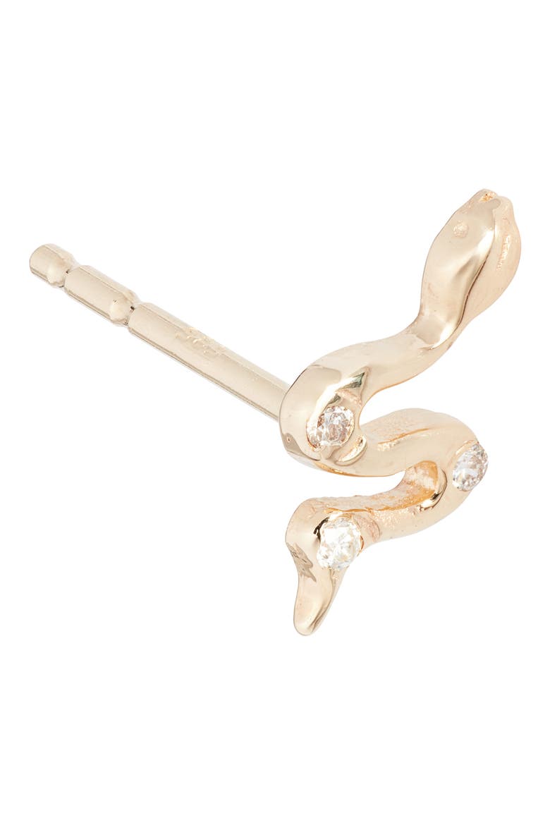 Cléo Snake Stud Earring, Alternate, color, YELLOW GOLD/ DIAMOND