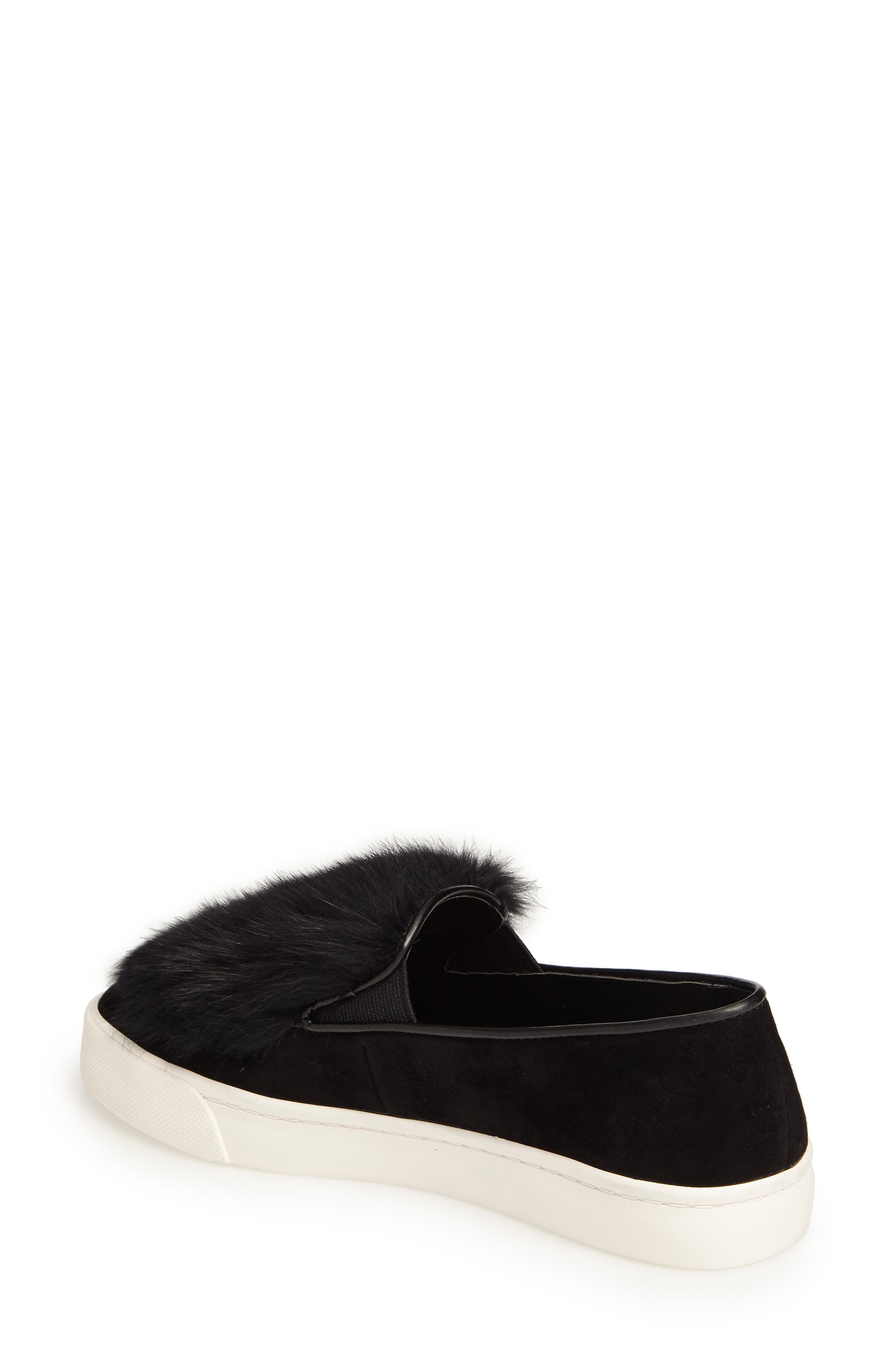 Bershner Genuine Rabbit Fur Slip-On Sneaker, Alternate, color, BLACK SUEDE