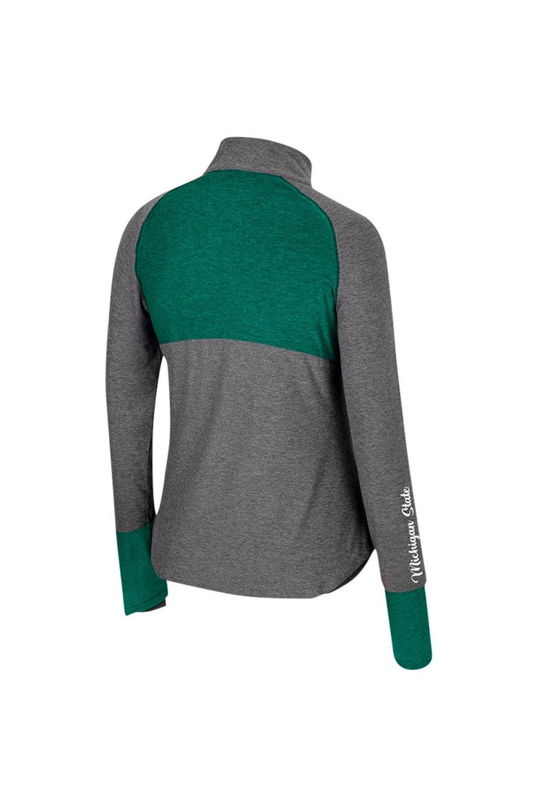 Women's Colosseum  Black Michigan State Spartans Morningside Sleeve Hit Raglan Quarter-Zip Top, Alternate, color, Black