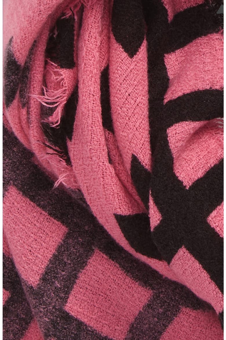 Bicolor Windowpane Plaid Scarf, Alternate, color, PINK/ BLACK