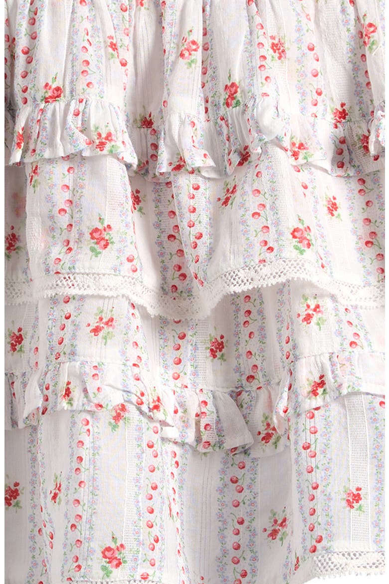 Kids' Billie Floral Border Print Tiered Miniskirt, Alternate, color, POPPY RED