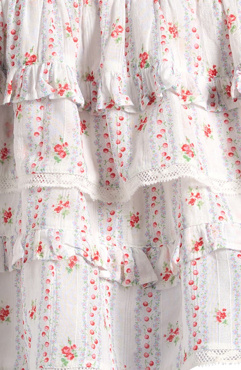 LoveShackFancy Kids' Billie Floral Border Print Tiered Miniskirt, Alternate, color, Poppy Red