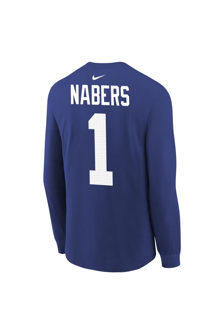 Youth Nike Malik Nabers Royal New York Giants Player Name & Number Long Sleeve T-Shirt, Alternate, color, Royal
