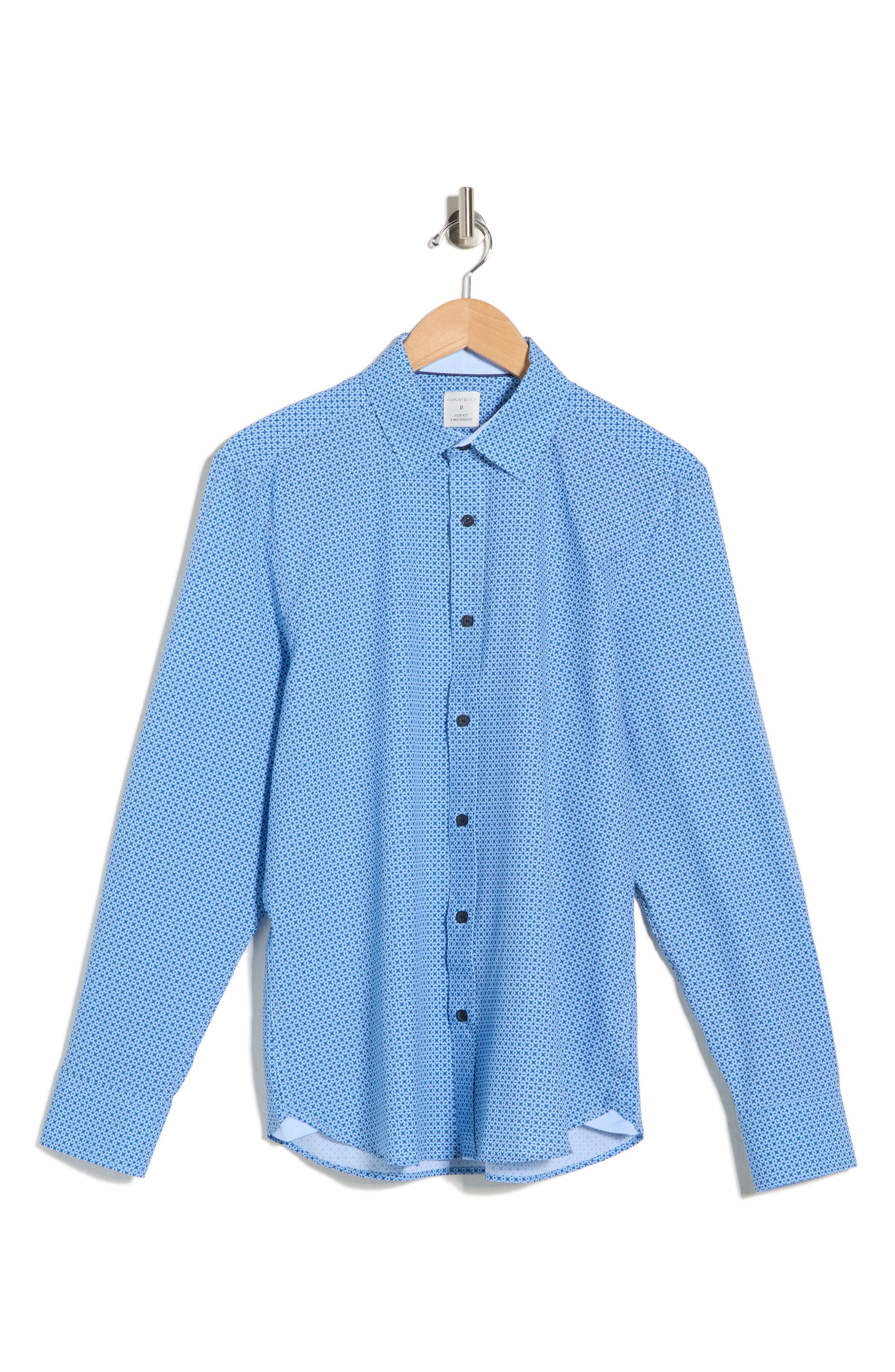 CONSTRUCT Slim Fit Geometric Print Button-Up Shirt