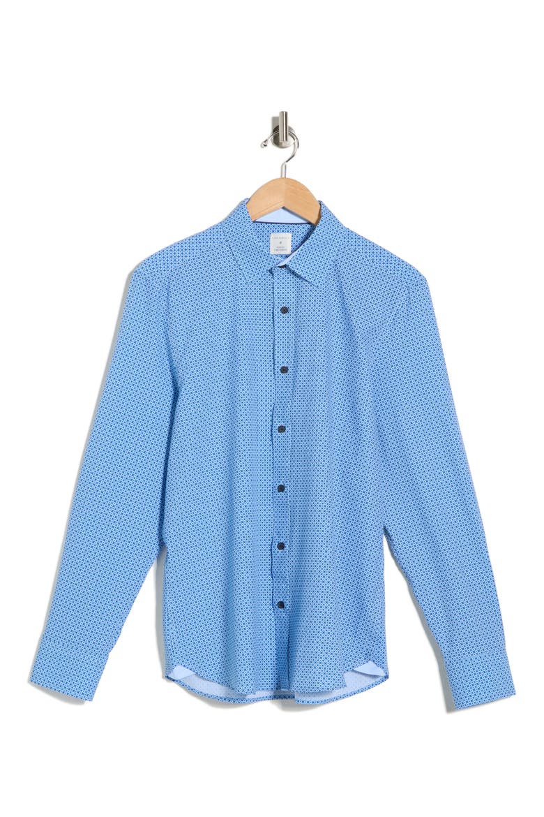 Slim Fit Geometric Print Button-Up Shirt, Alternate, color, MEDIUM BLUE