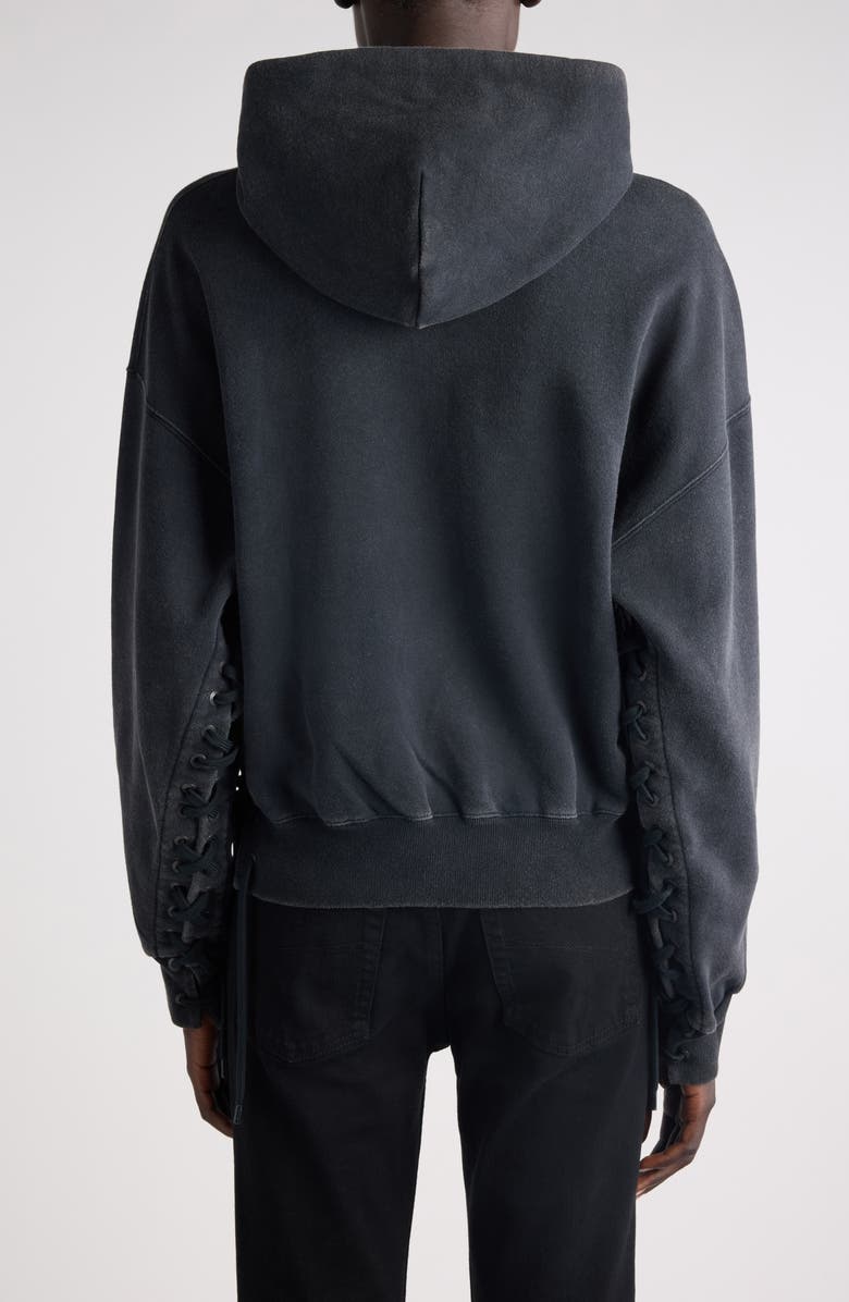 Balenciaga Loop Sports Icon Logo Lace-Up Dry Fleece Full Zip Hoodie, Alternate, color, 1041 Faded Washed Black