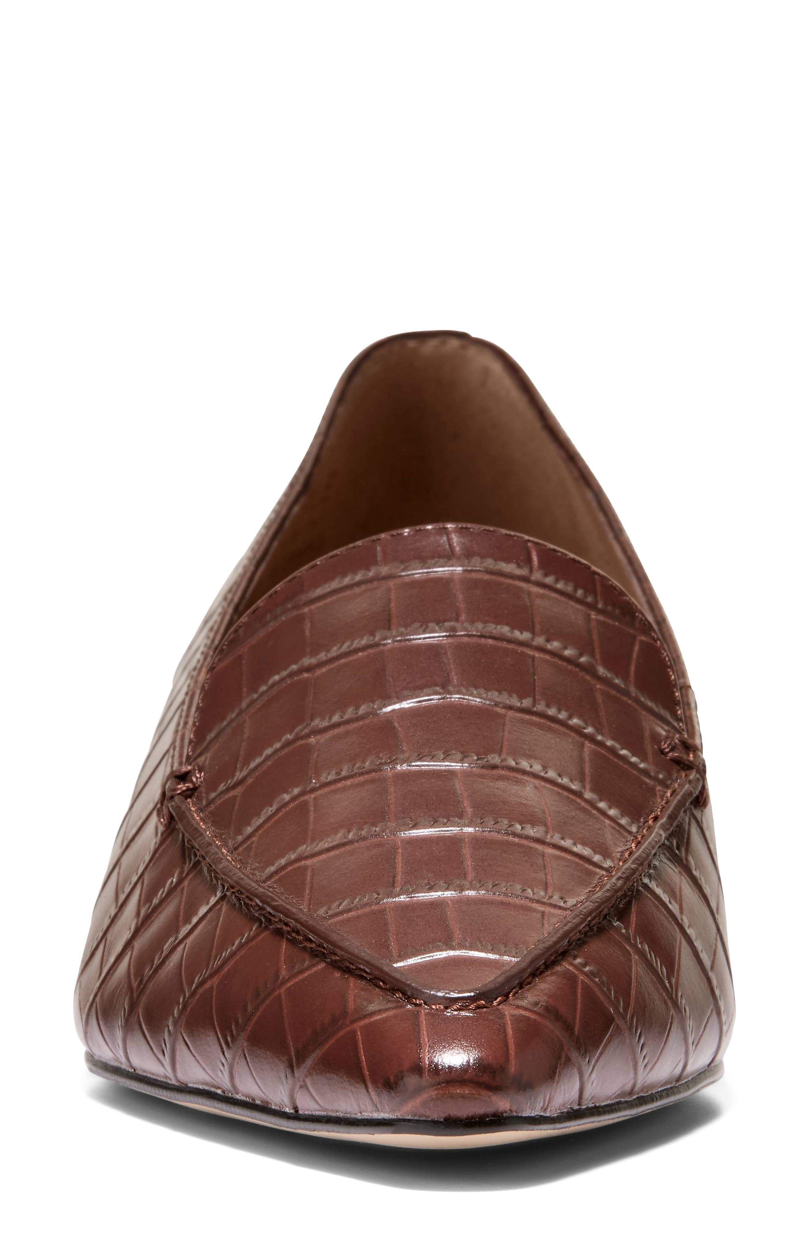 Beatrice Croc Embossed Leather Loafer, Alternate, color, DARK SADDLE CROC PRINT LEATHER