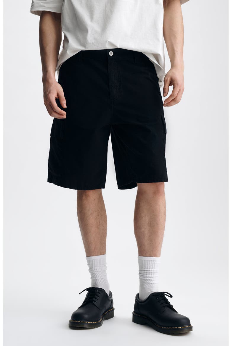 Graham Straight Leg Cotton Cargo Shorts, Main, color, BLACK COLORED RIPST