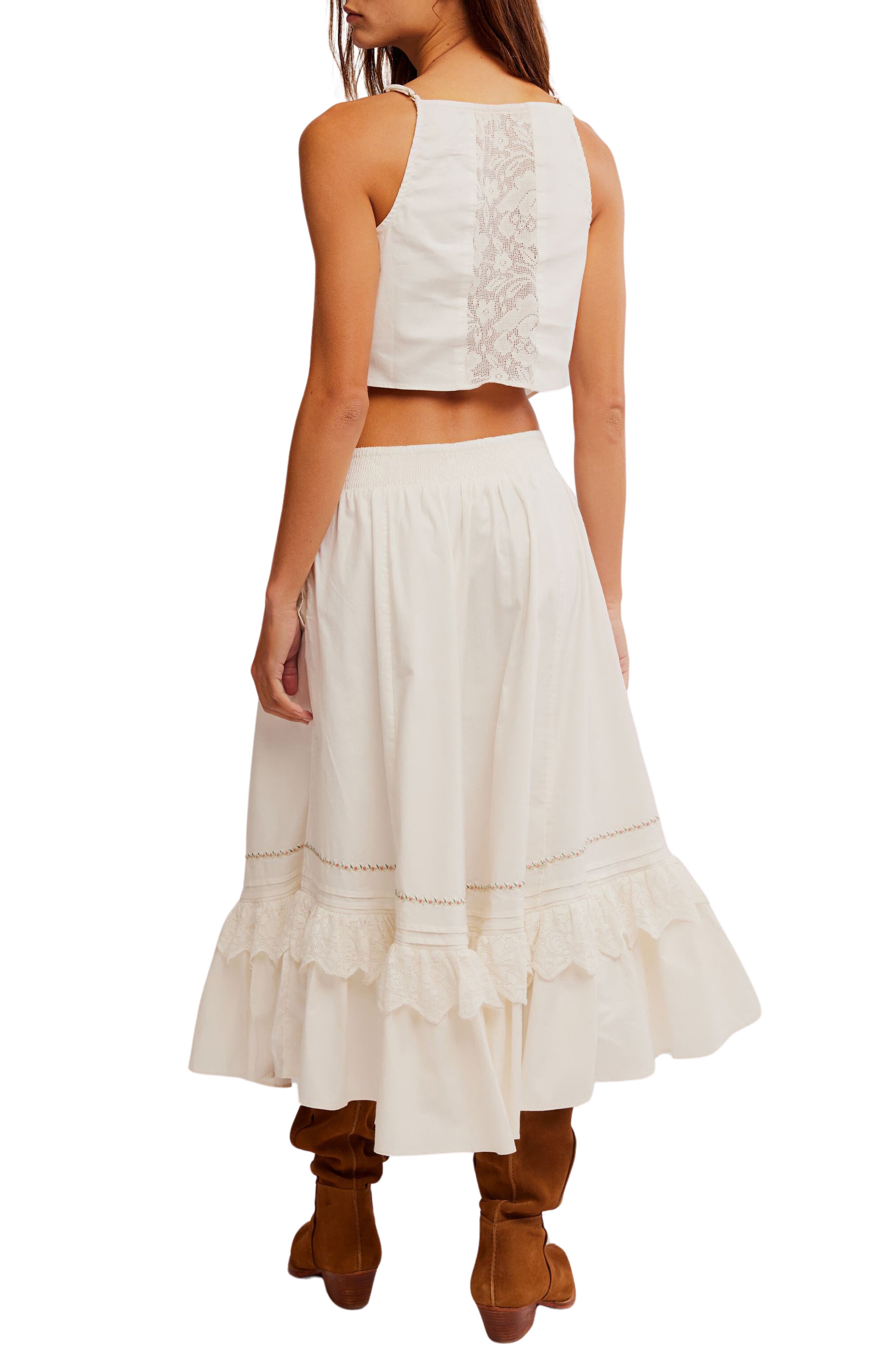 Free People Maeberrie Embroidered Crop Top and Skirt Set (Women