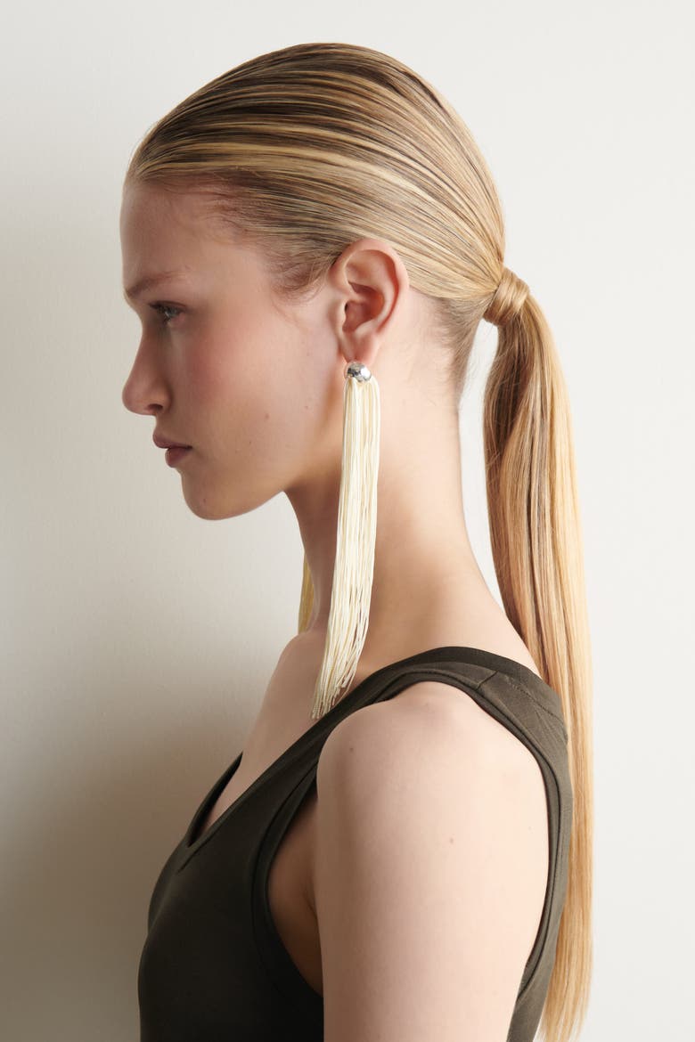 Fringed Earrings, Alternate, color, YELLOW / SILVER