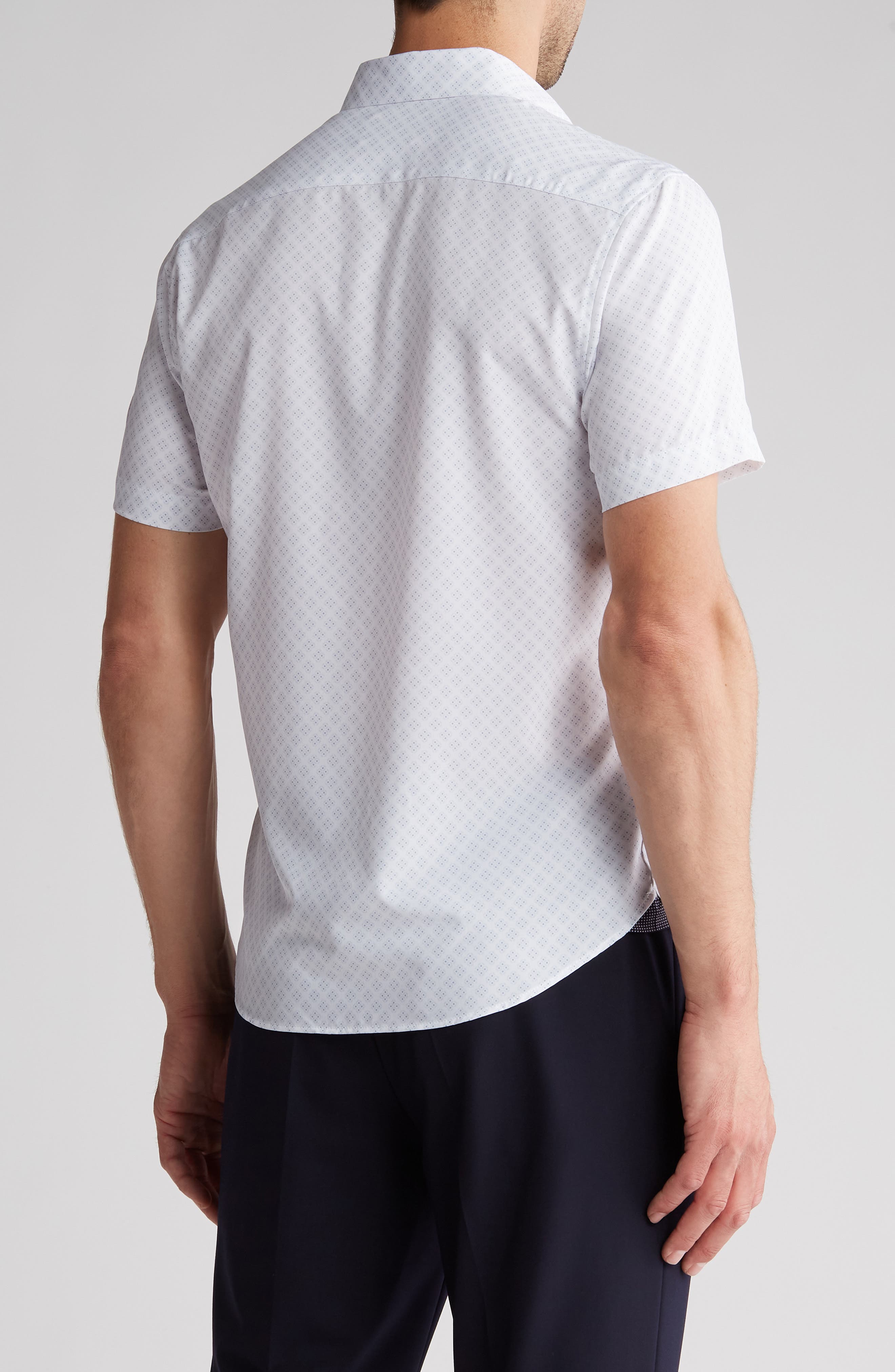 Slim Fit Geometric Four-Way Stretch Performance Short Sleeve Button-Down Shirt - image 2