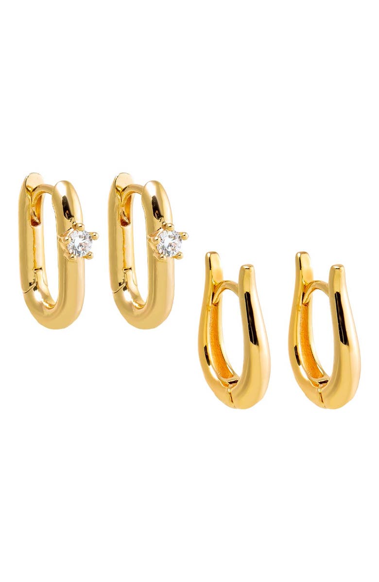 BY ADINA EDEN The Ovals Huggie Earring Combo Set, Main, color, Gold