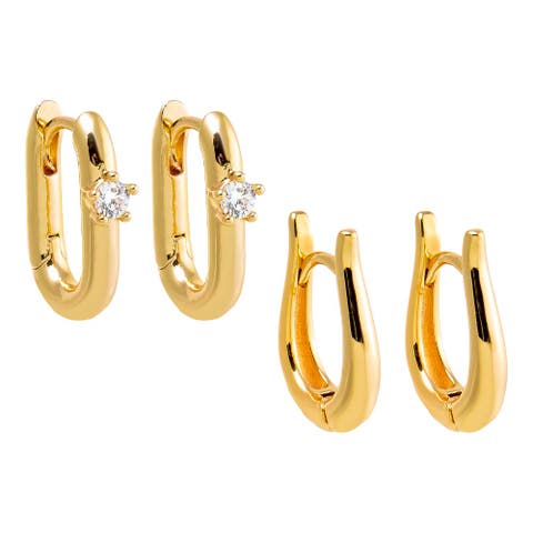 The Ovals Huggie Earring Combo Set